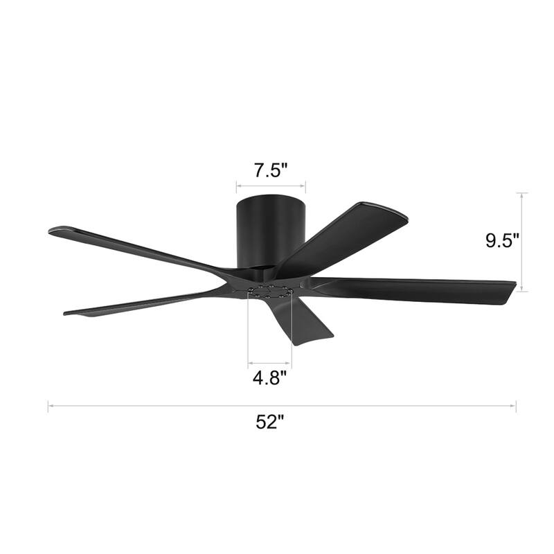 MLiAN 52 In. 5 Solid Wood Blades Indoor Ceiling Fan with Remote - 52 inch