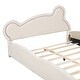 preview thumbnail 8 of 9, Queen Upholstered Platform Bed w/ Bear-shaped Headboard & Pocket,Beige