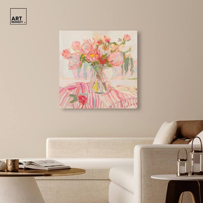 Candy Stripe Bloom Canvas by Art Remedy, Gallery Wrapped