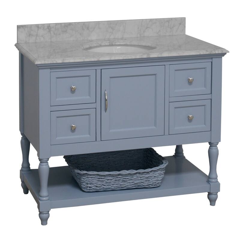 KitchenBathCollection Beverly 42" BathroomVanity w/ Carrara Marble Top