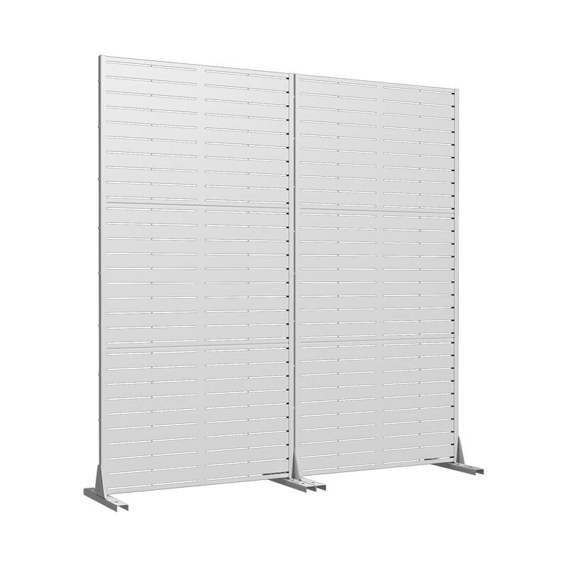 Outdoor Privacy Screen with Stand for Patio Garden Metal Fence Set of 2