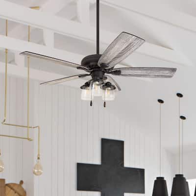 The Gray Barn Chevening 52-inch Coastal Indoor LED Ceiling Fan with Pull Chains 5 Reversible Blades - 52