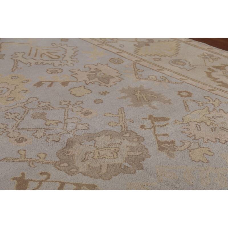 Earth Tone Oushak Indian Area Rug Hand-Knotted Wool Carpet - 9'1" x 11'10"