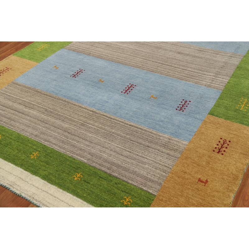 Hand Knotted Oriental 100% Wool Carpet Tribal Animal Pictorial Multi-Colored Gabbeh Area Rug - 9' 10'' X 6' 5''