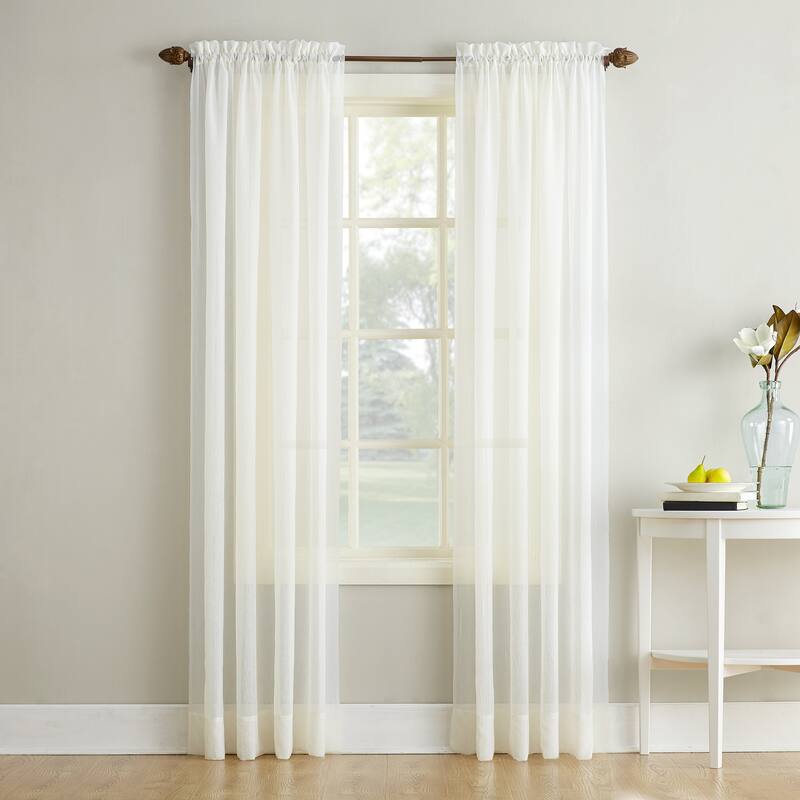 No. 918 Erica Sheer Crushed Voile Single Curtain Panel, Single Panel - 51 x 63 - Eggshell