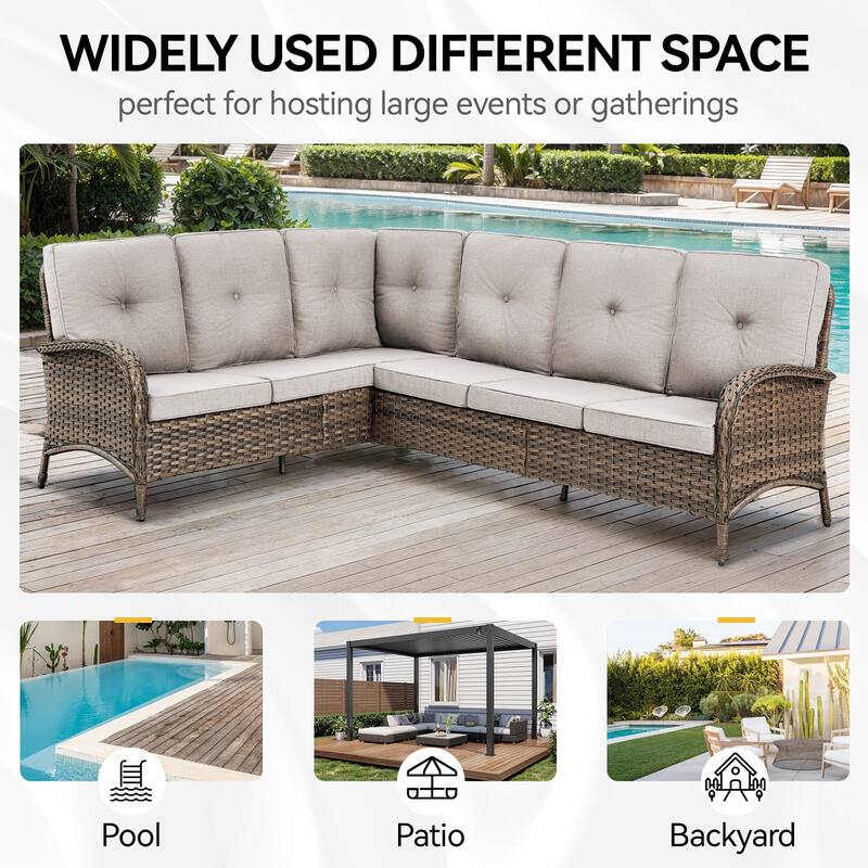 Outdoor Sectional Furniture Sofa Set with Thick Cushions