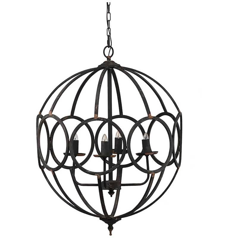4 - Light Metal Chandelier, Hanging Light Fixture with Adjustable Chain for Kitchen Dining Room, Bulb Not Included