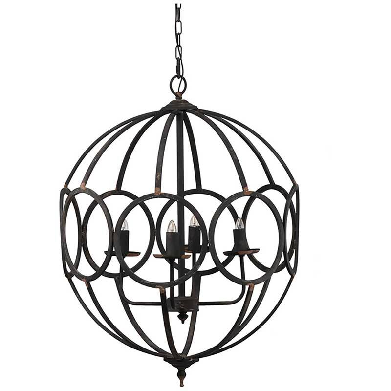 4 - Light Metal Chandelier, Hanging Light Fixture with Adjustable Chain for Kitchen Dining Room Foyer Entryway,Bulb Not Included