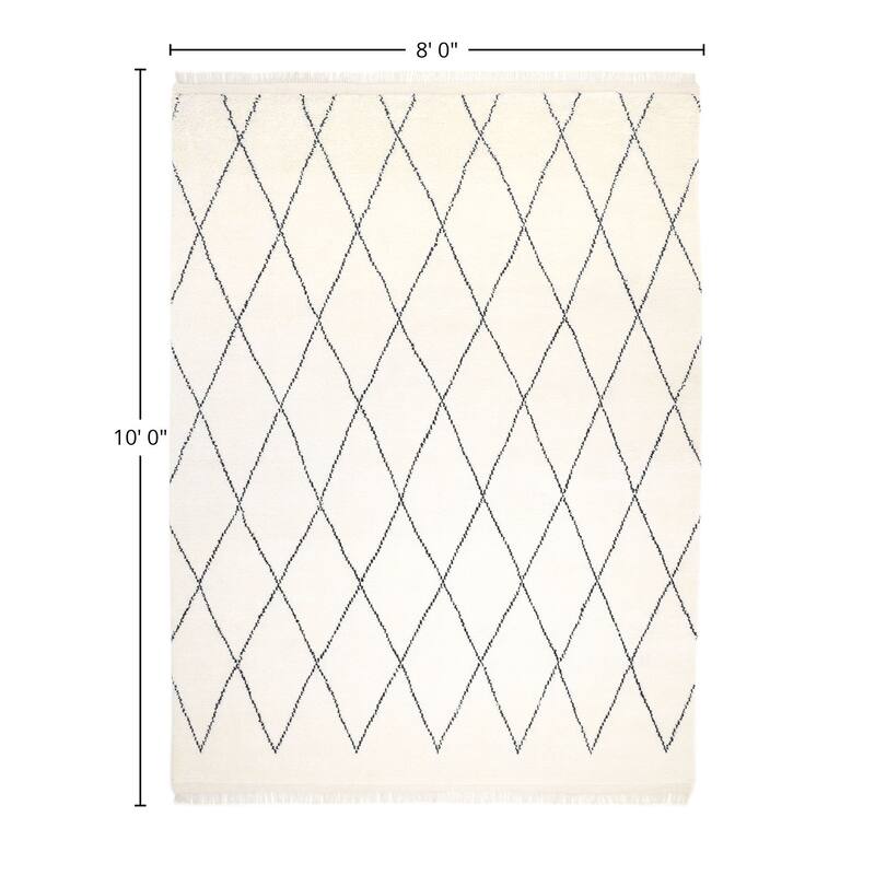 Overton Handmade Shaggy Boho Moroccan Area Rug