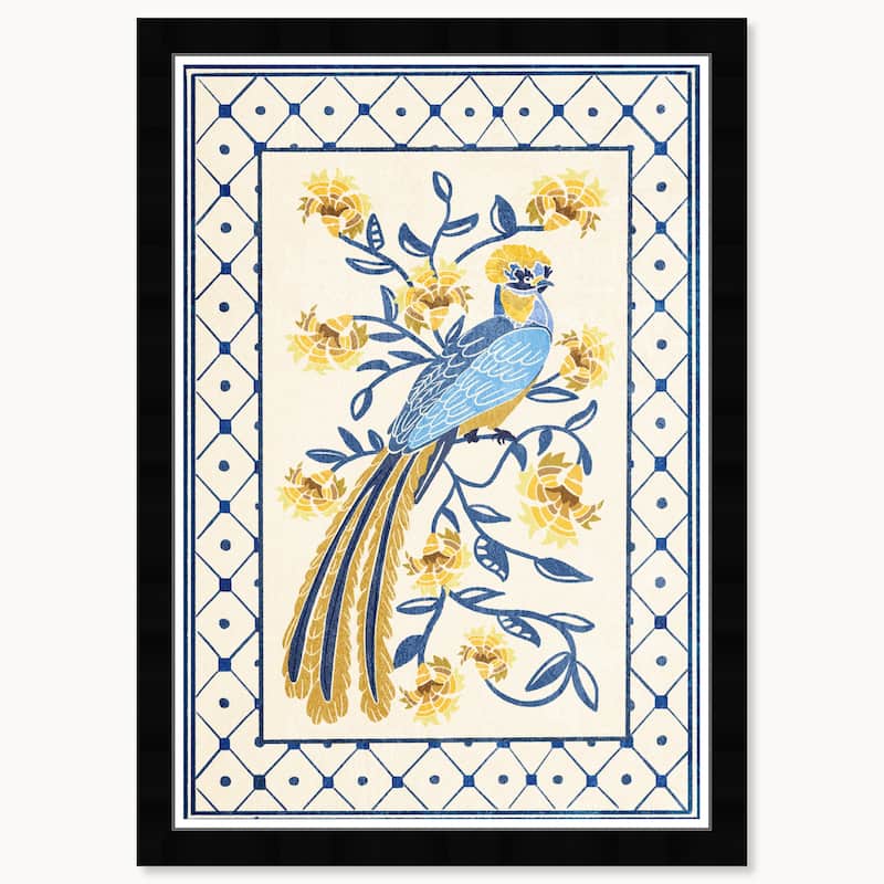 Wynwood Studio Tropical Avian Azul Framed Tropical Chinoiserie Art Prints - 15 x 21 - Black