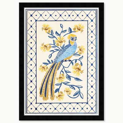 Wynwood Studio Tropical Avian Azul Framed Tropical Chinoiserie Art Prints