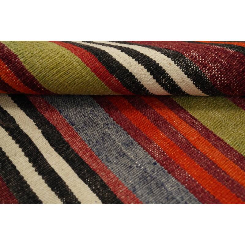 Hand Woven Oriental 100% Wool Carpet Southwestern Geometric Multi-Colored Kilim Area Rug - 9' 5'' X 5' 0''