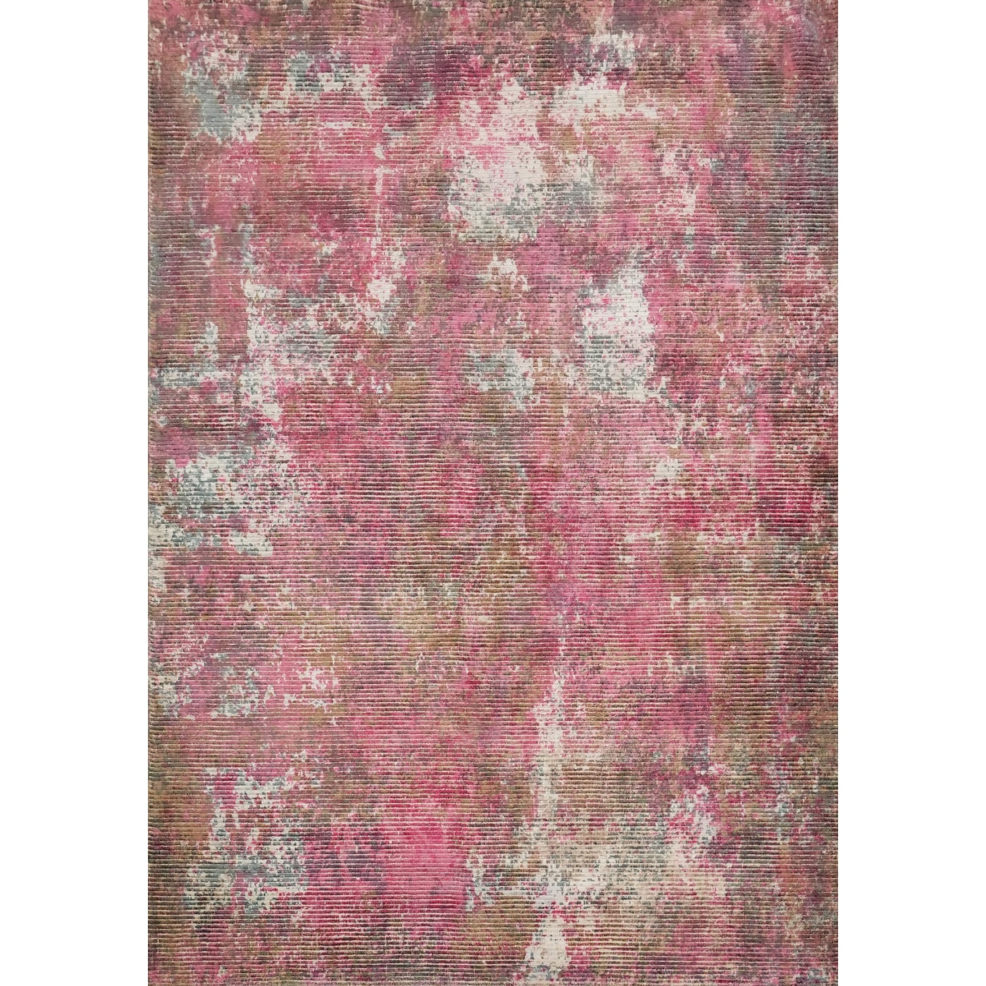 Hand Knotted Oriental Viscose Silk Carpet Modern Abstract Pink Abstract Area Rug - 7' 5'' X 5' 6''