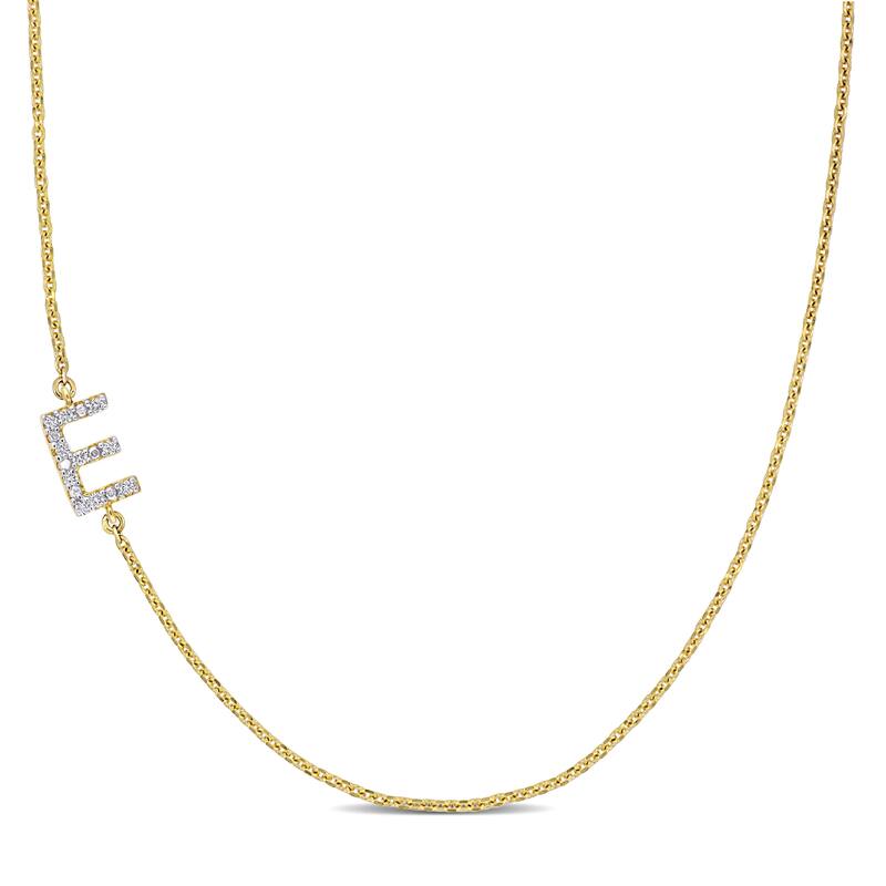 Miadora Diamond Accent A to Z Initial Station Necklace in 14k Yellow Gold - E