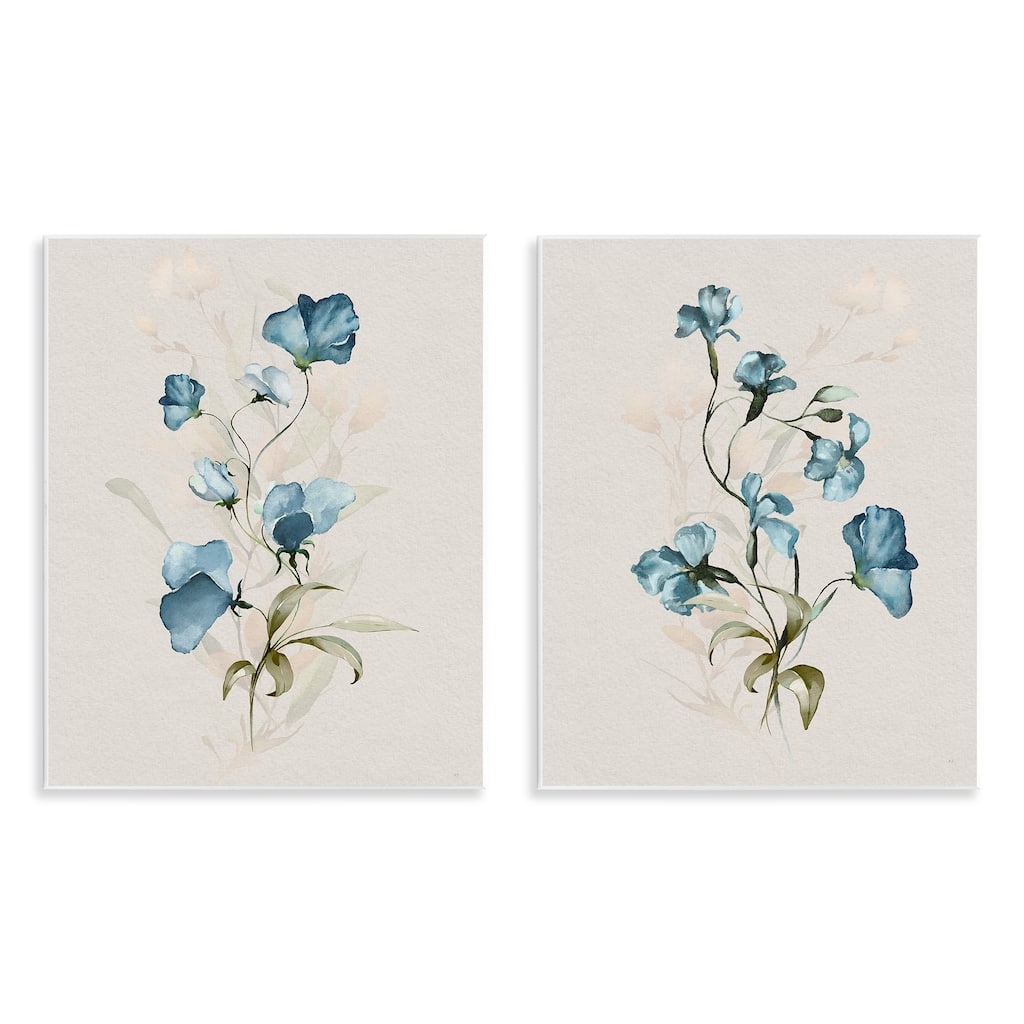 Stupell Blue Botanical Herbs Wall Plaque Art Design By Susan Jill (Set of 2)