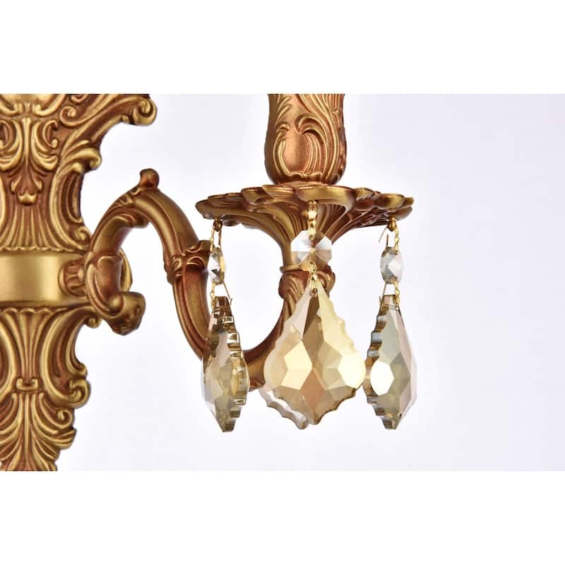 Fleur Illumination Collection Wall Sconce D:10in H:11.5in E:7.5in Lt:2 French Gold Finish (Royal Cut Crystals)