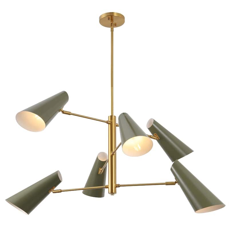 SAFAVIEH Lighting Atena 6-Light Chandelier, Modern Iron Ceiling Light Fixture for Dining Room and Living Room