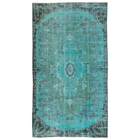 ECARPETGALLERY Hand-knotted Color Transition Turquoise Wool Rug - 4'11 x 9'4