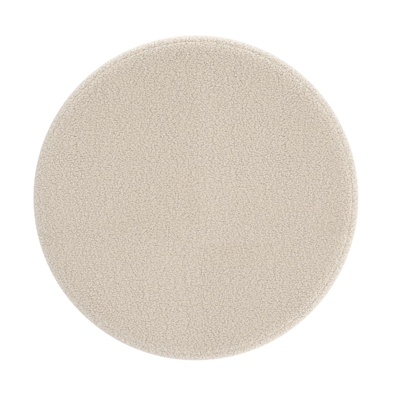 Modern Boucle Fabric Round Swivel Ottoman
