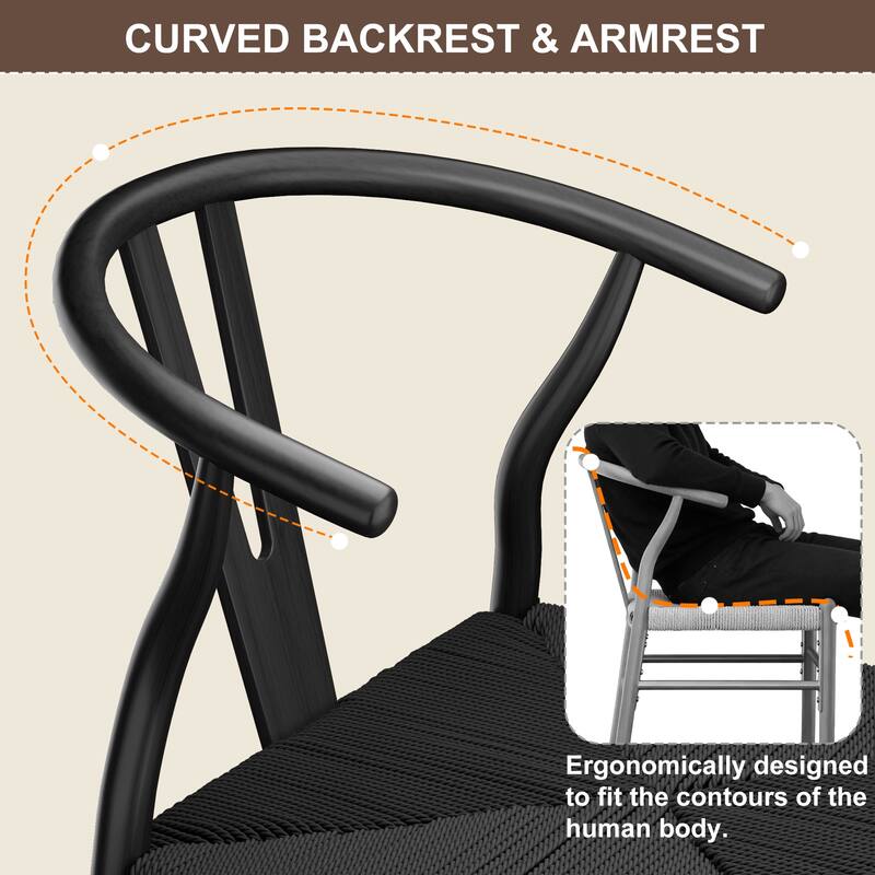 Set of 2 Handwoven Boho Dining Chairs