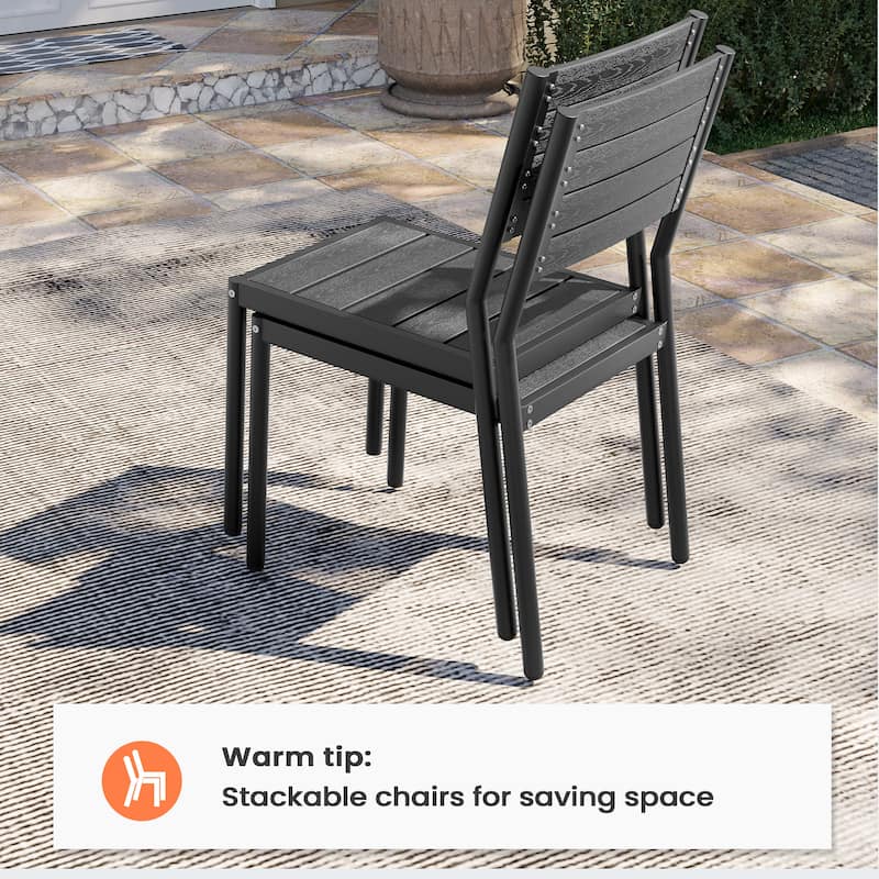 Pellebant 11-PC Aluminum X Frame Outdoor Patio Dining Set Table with Stackable Chairs