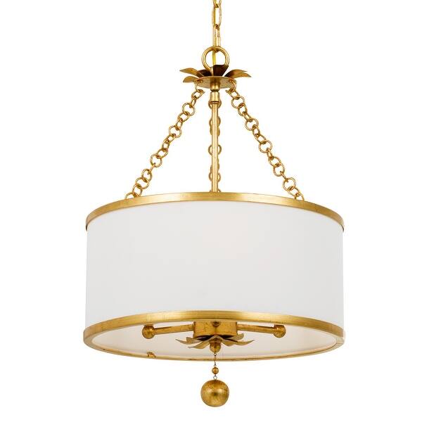 slide 2 of 7, Broche 3 Light Antique Gold Chandelier - 14'' W x 20'' H