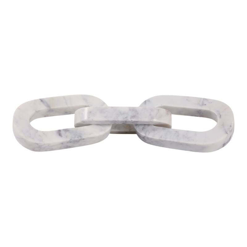 Marble Decorative Object Chain Link Sculpture Home Decor - 14" White - 14.0"