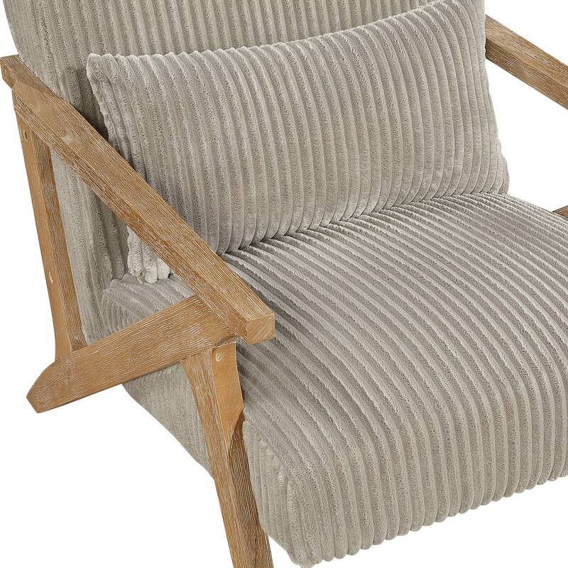 Bennett 27" Corduroy Accent Chair with Wood Frame & Matching Pillow
