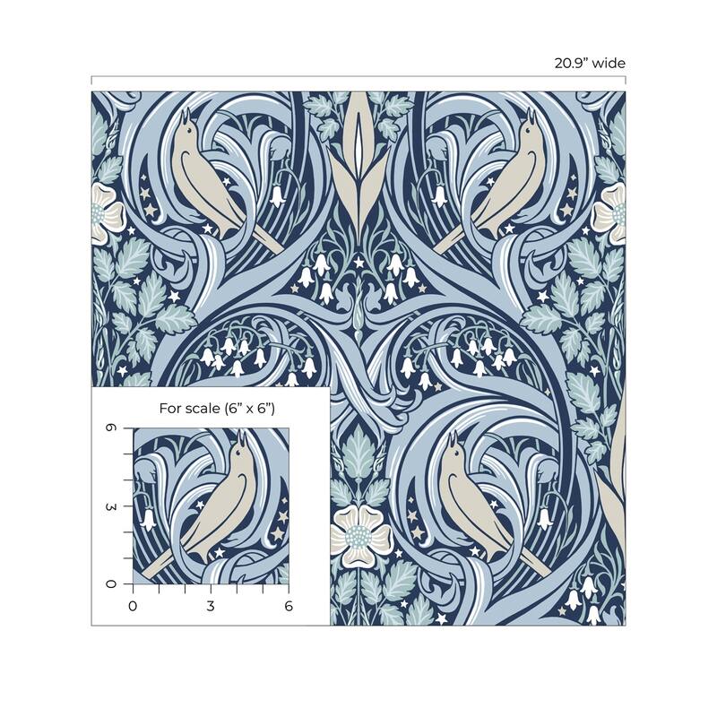Seabrook Designs Bird Scroll Nonwoven Unpasted Wallpaper