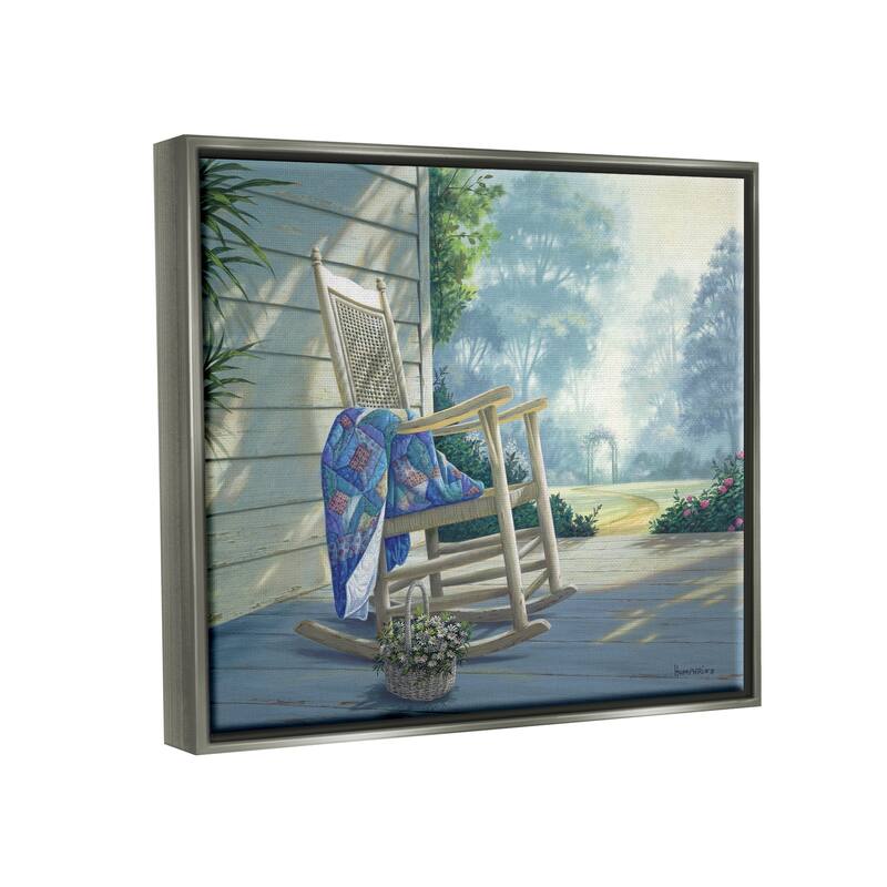 Stupell Rocking Chair on Porch Framed Floater Canvas Wall Art Design by Michael Humphries