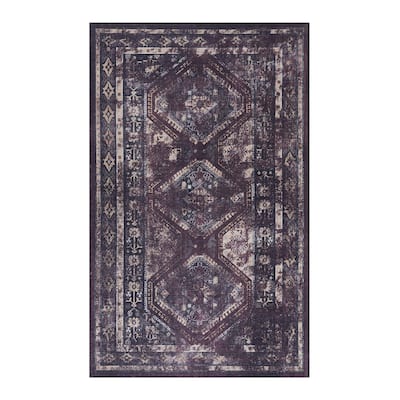 LOOM & LUXE Burgundy/Black Area Rugs