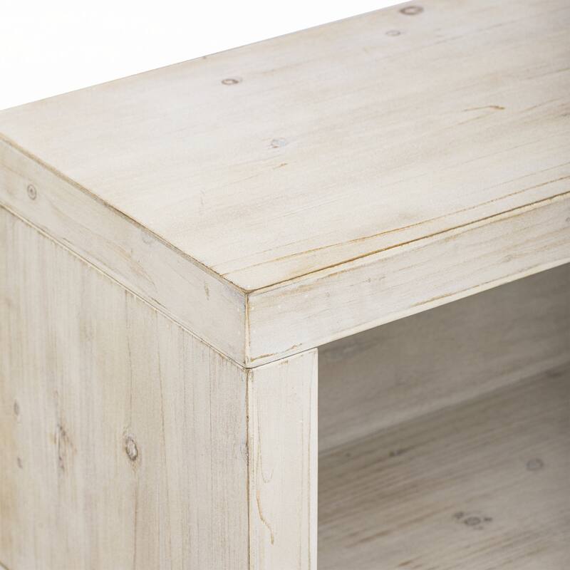 Retro Entryway Table with 2-Tier Open Shelf(Natural)