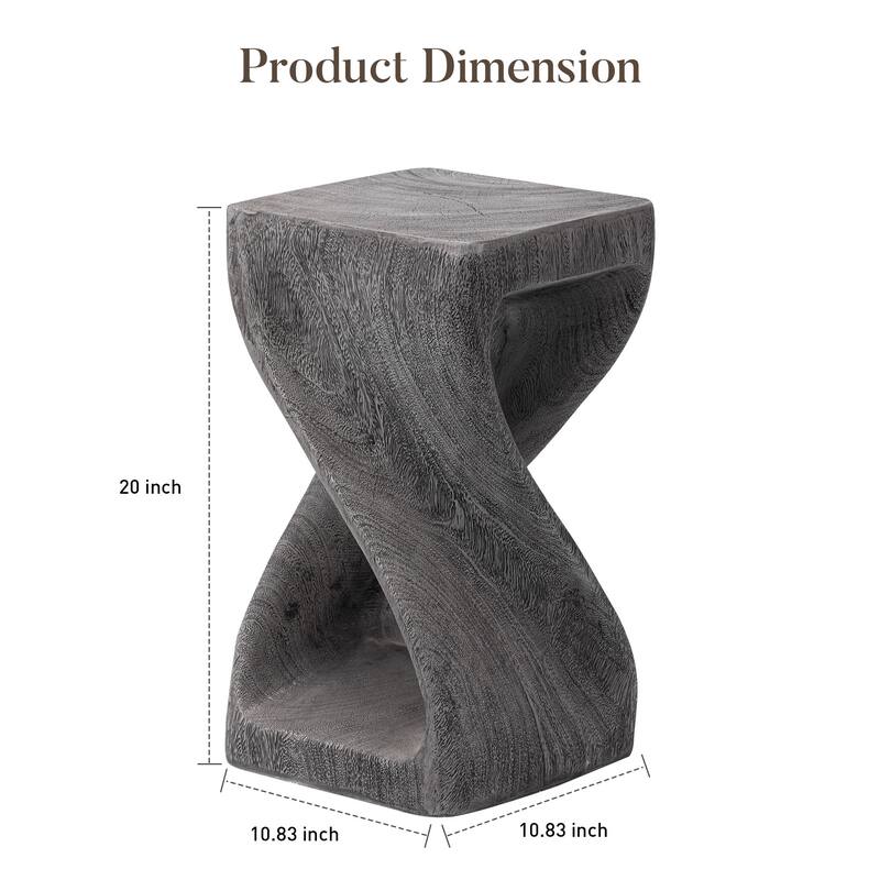 COSIEST Concrete Side Table,Sculptural End Table with Wood-Grain Finish