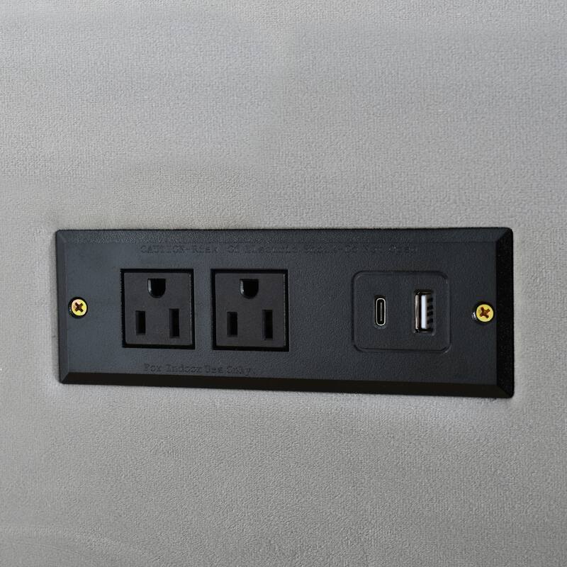 Upholstered Platform Bed with Two Outlets and USB Charging Ports