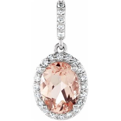 14K White Gold Morganite and 1/6 CTW Diamond Pendant