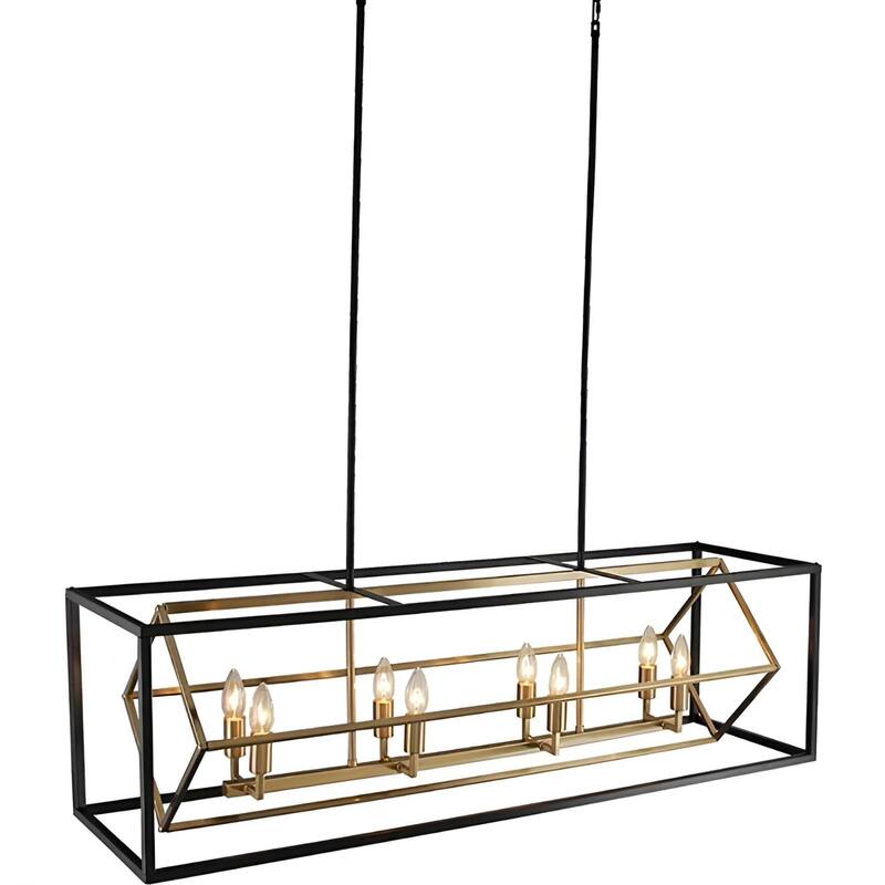 Mercer Rectangular Kitchen Island Light 8Light Geometric Fixture On
