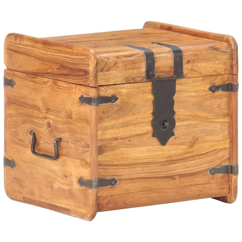 vidaXL Storage Chest Storage Trunk with Latch for Bedroom Solid Wood Acacia - 15.7"x15.7"x15.7" (W x D x H)