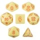 preview thumbnail 1 of 4, Set of 7 Dice - Harvest Nectar - Solid Yellow with Orange Paint - Yellow and Orange - 2.5x1.5x1.5 in.