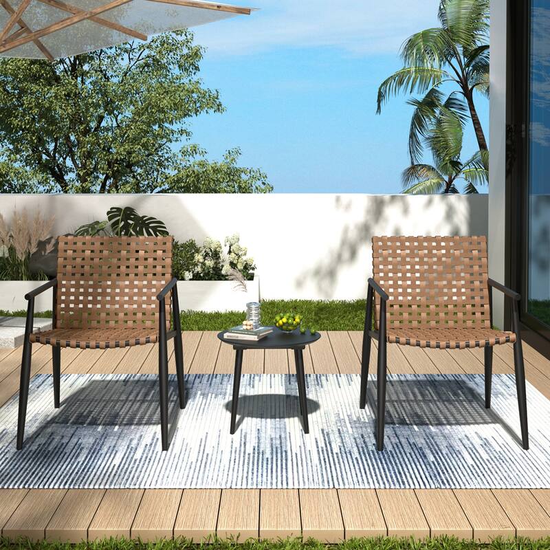 Christopher Knight Home- Lara PE Ratten Outdoor Chat Set - Black+Brown