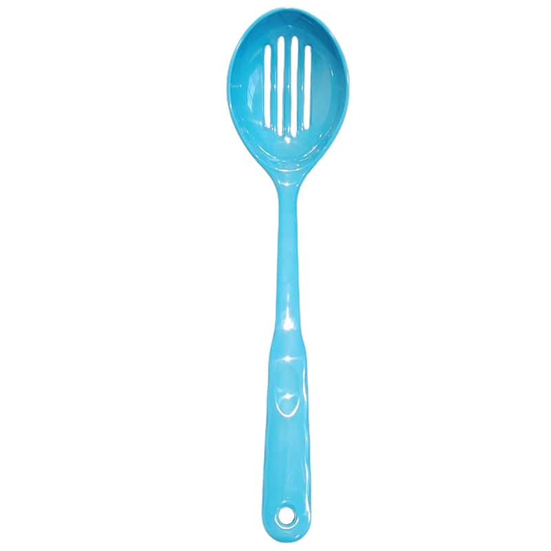Handy Housewares 12.5" Long Handled Colorful Melamine Slotted Serving Spoon - Blue - 3 Pack