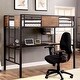 preview thumbnail 3 of 2, Wooden & Metal Twin Size Bunk Bed with Workstation, Black