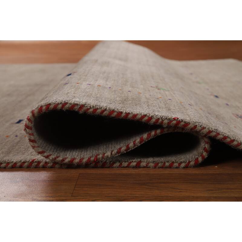 Hand Knotted Oriental 100% Wool Carpet Tribal Animal Pictorial Brown Gabbeh Area Rug - 8' 0'' X 5' 2''