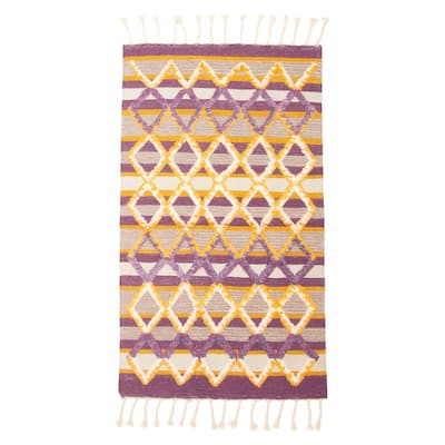 ECARPETGALLERY Flat-Weave Marrakech Purple Wool Kilim - 2'11 x 4'11
