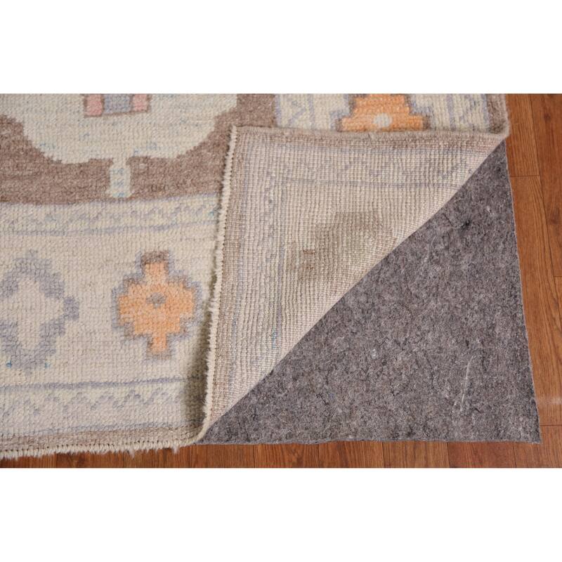 Hand Knotted Oriental 100% Wool Carpet Transitional Geometric Brown Oushak Area Rug - 12' 2'' X 8' 11''