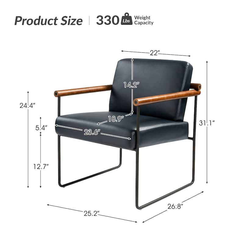 Justo Modern Accent Armchair with Metal Base and Removable Cushion By HULALA HOME