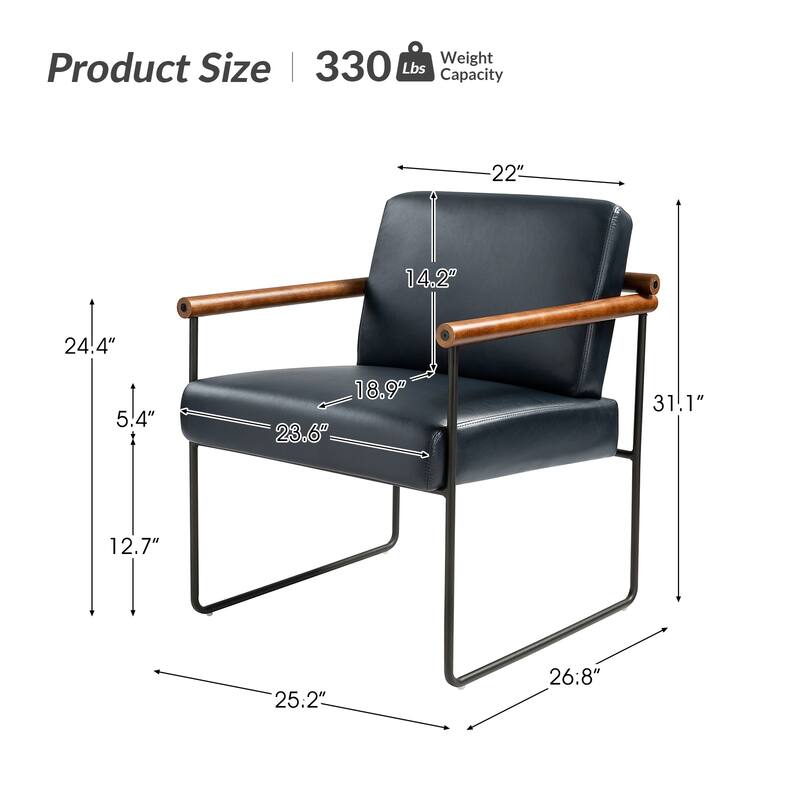 Justo Modern Accent Armchair with Metal Base and Removable Cushion Set Of 2 By HULALA HOME