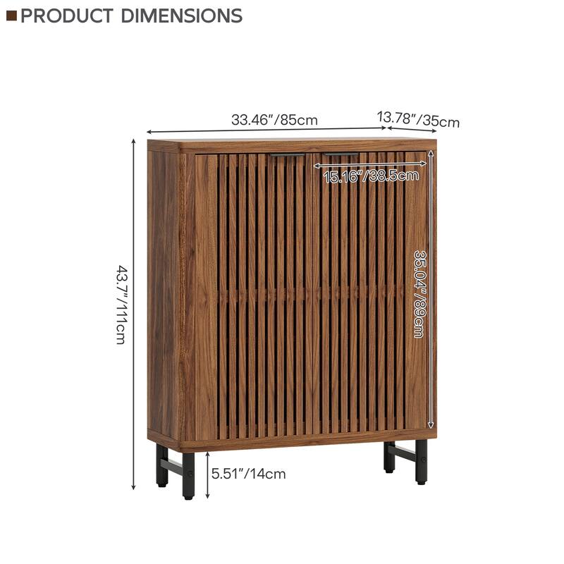 6-Tier Wooden Shoe Cabinet with Louvered Doors and Adjustable Shelves