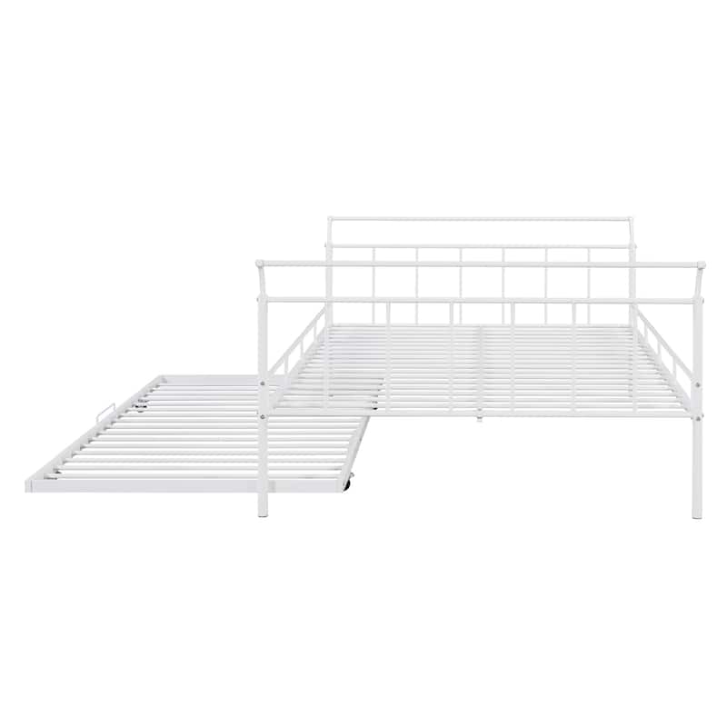 Metal Daybed with Curved Handle Design and Trundle