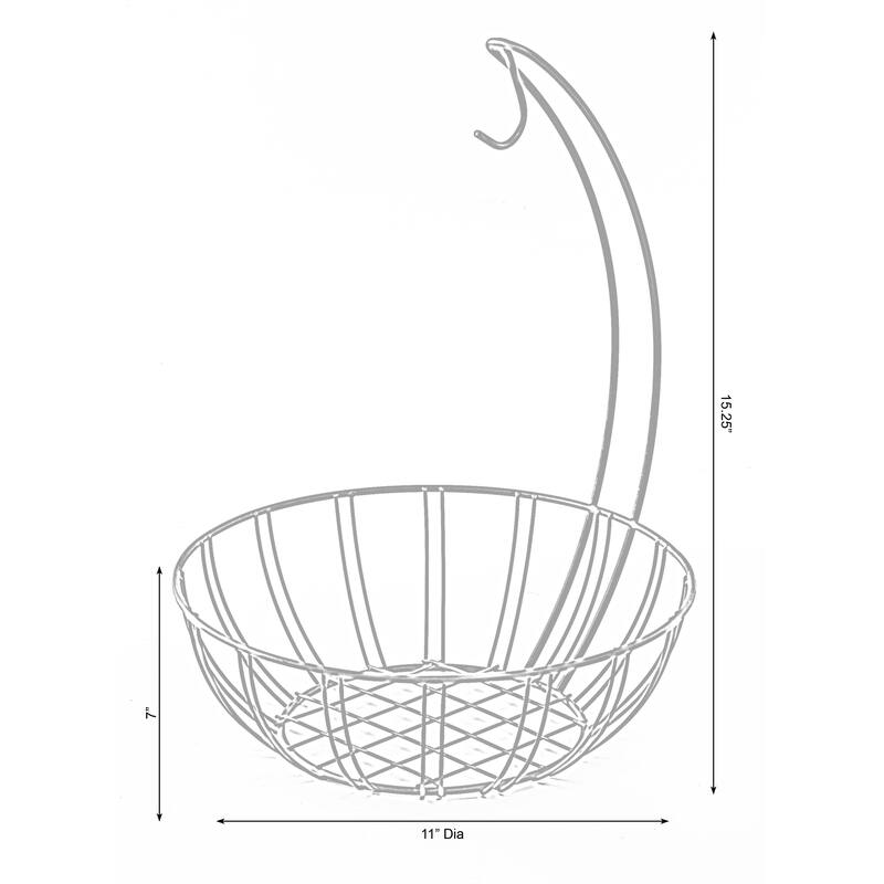 Wire Metal Fruit Basket Holder with Banana Hanger