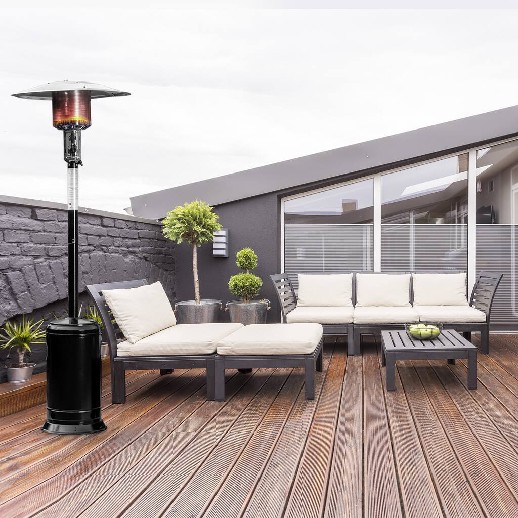 Black Outdoor Patio Propane Heater with Portable Wheels - 30*30*88